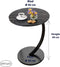Bijzettafel - Rond 40 cm - Hoog 60 cm - Zwart gemarmerd blad - C Shape