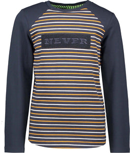 B.nosy Jongens T-shirt - Oak stripe - Never artwork - Maat 122/128