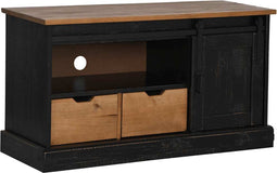 vidaXL - Tv-meubel - HALDEN - met - schuifdeur - zwart - 110x40x60 - cm - massief - hout