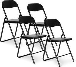 Tuinstoelen - zwart - opvouwbaar - eco-leer