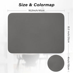 Set van 12 placemats, 6 placemats, afwasbaar en 6 onderzetters, pvc, placemats (41 x 31 cm), antislip, wasbaar, donkergrijs - hittebestendig
