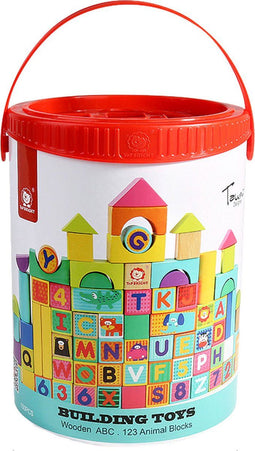 Houten Blokken Letters en Cijfers, 123dlg.