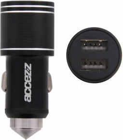 Accezz Autolader USB A 2.4 Watt - Universele Auto oplader Geschikt voor - zwart