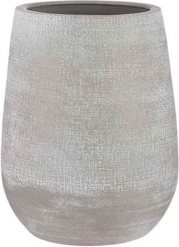 Mica Decorations Vaas Victor rond grijs mat - H 30 x Ø 25 cm - Bloempot hoog - Bloemenvaas