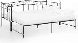 vidaXL - Slaapbankframe - uittrekbaar - metaal - zwart - 90x200 - cm