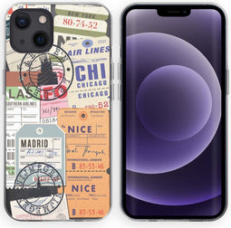 iMoshion Hoesje Geschikt voor iPhone 13 Hoesje Siliconen - iMoshion Design hoesje - Meerkleurig / Post Travel