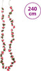 Kerstslingers met bloemen 6 st 240 cm roodroze