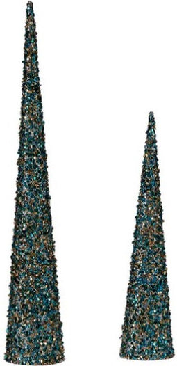 Figurenset Kegels Pailletten Blauw Gouden Plastic (4 Stuks)