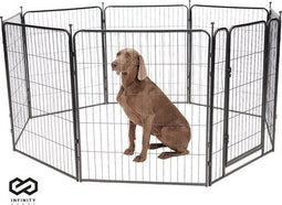 Infinity Goods Hondenren - Puppyren - 8 Panelen - 80 x 80 CM - 640 CM Omtrek - Opvouwbaar - Zwart - Met Deur