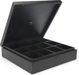 Bredemeijer Theedoos 12 vaks gesloten bamboe zwart