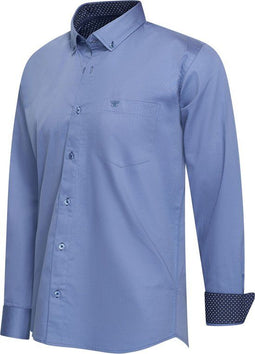 Cappuccino Italia Stretch Overhemd Ancona - Heren Overhemd - Katoen Elastaan - Blauw - Maat L