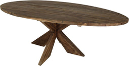HSM Collection Ovale eettafel met kruispoot - 180x100 cm - vintage - teak