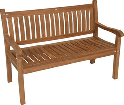 Lesliliving - Tuinbank Teak 2-persoons - gebogen rug - 130cm - Bruin