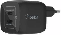 Belkin BoostCharge Pro - 2-poorts USB-C-wandlader - 45 W snelladen - Zwart