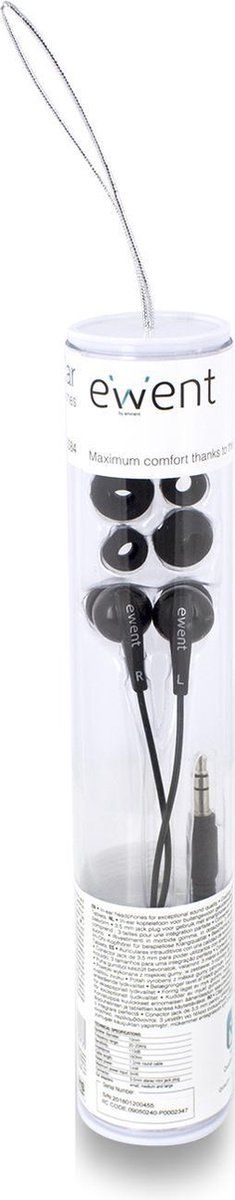 Ewent EW3584 - In-ear oordopjes - 10 mm speaker - Zwart