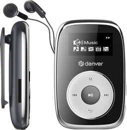 Denver MP3 Speler Incl. Oordopjes - uitbreidbaar tot 32GB - Shuffle modus - Kinderen & Volwassenen - Bevestigingsclip - AUX - MicroSD - MPS316 - Zwart