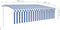 vidaXL - Luifel - automatisch - rolgordijn - LED - windsensor - 6x3 - cm - blauw - wit