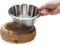 Designed by Lotte Mandira - Hondenvoerbak - Hout + RVS bakje - 16,5 cm