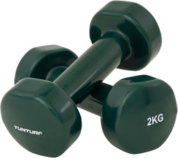 Tunturi Dumbbell set - 2 x 2 kg - Vinyl - Groen (2 stuks)