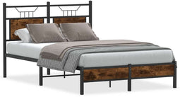 vidaXL - Bedframe - zonder - matras - hout - gerookt - eikenkleurig - 120x190 - cm