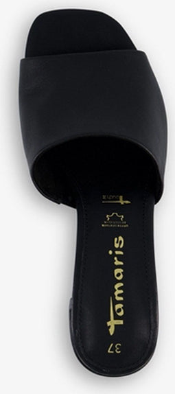 Tamaris dames muiltjes - Blokhak 5 cm - Imitatieleer - Zwart