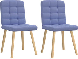vidaXL - Eetkamerstoelen - 2 - st - stof - jeansblauw