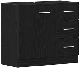vidaXL - Wastafelkast - 63x30x54 - cm - spaanplaat - zwart - eikenkleurig
