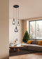 TRIO DIVA - Hanglamp - 3 lichtpunten - Zwart mat - Rookglas (1 stuk)