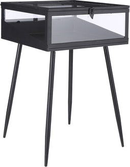 Mica Decorations Glenn Bijzettafel - L38 x B40,5 x H58 cm - Metaal/Glas - Zwart