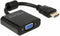 Delock HDMI naar VGA adapter - 0,15 meter - vergulde contacten - zwart