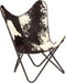 vidaXL Vlinderstoel echt geitenleer zwart en wit