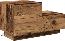 vidaXL - Nachtkastje - met - LED-verlichting - Oude - Hout - 100x36x49 - cm