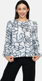 SISTERS POINT Vella-ls1 - Blouse - Losvallend met grafische print - Blauw/wit (2023)