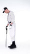 dressforfun - Herenkostuum baseball S - gestreept bovenstuk met baseball-applicatie - zwart/wit