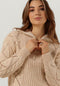 Object Kelly L/S Knit Pullover - Dames Trui - Fijn gebreid - Beige - Maat S