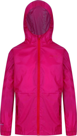 Regatta - Kids Pack It III Opvouwbaar Kinder Regenjack - Donker Roze - Maat 128