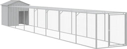 vidaXL - Kippenhok - met - ren - 117x813x123 - cm - staal - lichtgrijs