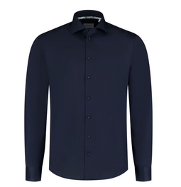 Boston Brothers Navy Businessoverhemd - Maat L - 100% Katoen - Strijkvrij