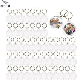 Aerend - Sleutelhangers set van 50 - Voor eigen foto - Rond acrylglas