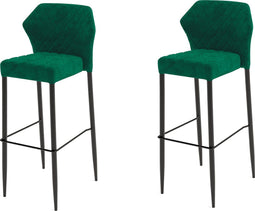 Louis Stapelbare barkruk groen, velvet gestoffeerd, brandvertragend - SET VAN 2