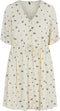 PIECES PCSHEA - Dames Jurk - Korte mouw V-hals - Blauwe bloemenprint