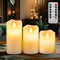 Aurae Led Kaarsen - Led-Kaarsen met Bewegende Vlam en Afstandsbediening - 3 stuks - Echte Wax - Ivoor (3 stuks)
