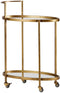 WOOOD Push Trolley - Metaal - Glazen legplanken - Antique Brass - 86x67x35 cm