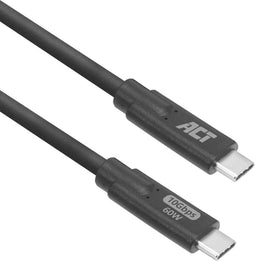 ACT AC7443 - USB 3.2 Gen2 USB Type-C kabel 10Gbps 60W - 3 meter Zwart