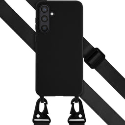 Selencia Hoesje Geschikt voor Samsung Galaxy S23 FE Hoesje Met Koord - Selencia Siliconen hoesje met afneembaar koord - Zwart