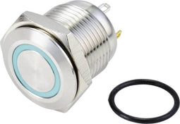 TRU COMPONENTS TC-10090920 GQ16F-10E/J/B/24V/S Vandalismebestendige drukschakelaar 48 V/DC 2 A 1x uit/(aan) Moment Blau