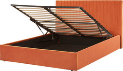 VION - Bed met opbergruimte - Oranje - 160 x 200 cm - Fluweel