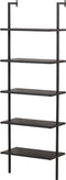 Hioshop Caracas - Wandkast 5 planken - Zwart staal - 183 cm hoog (1 stuk)