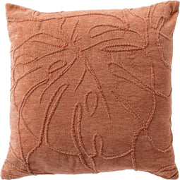 Dutch Decor MAY - Kussenhoes 45x45 cm - Driedimensionaal bladmotief - Muted Clay - roze - met rits