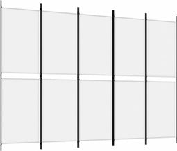 vidaXL - Kamerscherm - met - 5 - panelen - 250x180 - cm - stof - wit